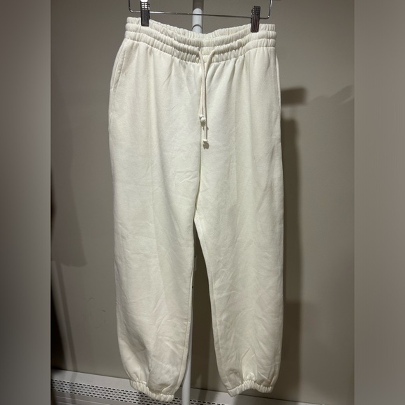 Zara women’s Cream BASIC PLUSH JOGGER PANTS NWT - Picture 1 of 6
